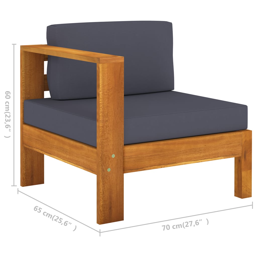 vidaXL 4-osobowa sofa ogrodowa z ciemnoszarymi poduszkami, akacja