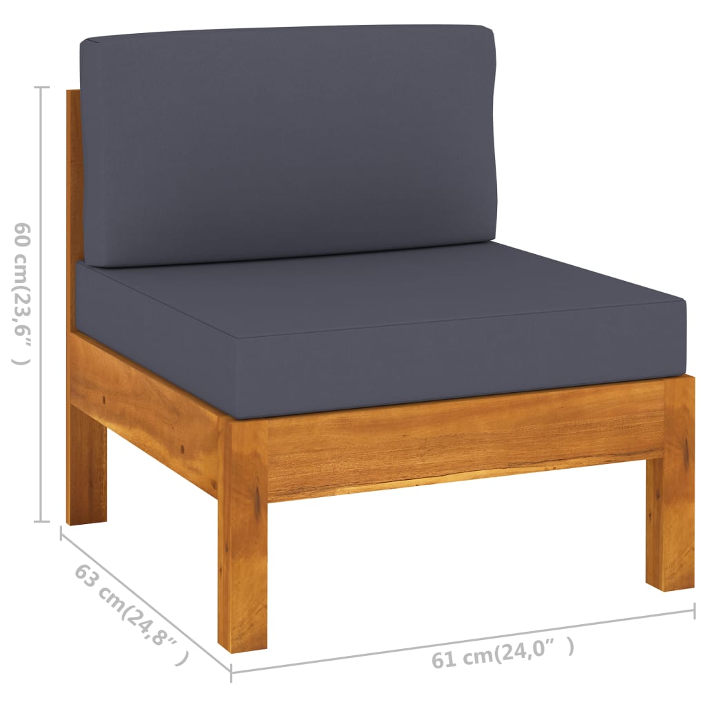 vidaXL 4-osobowa sofa ogrodowa z ciemnoszarymi poduszkami, akacja