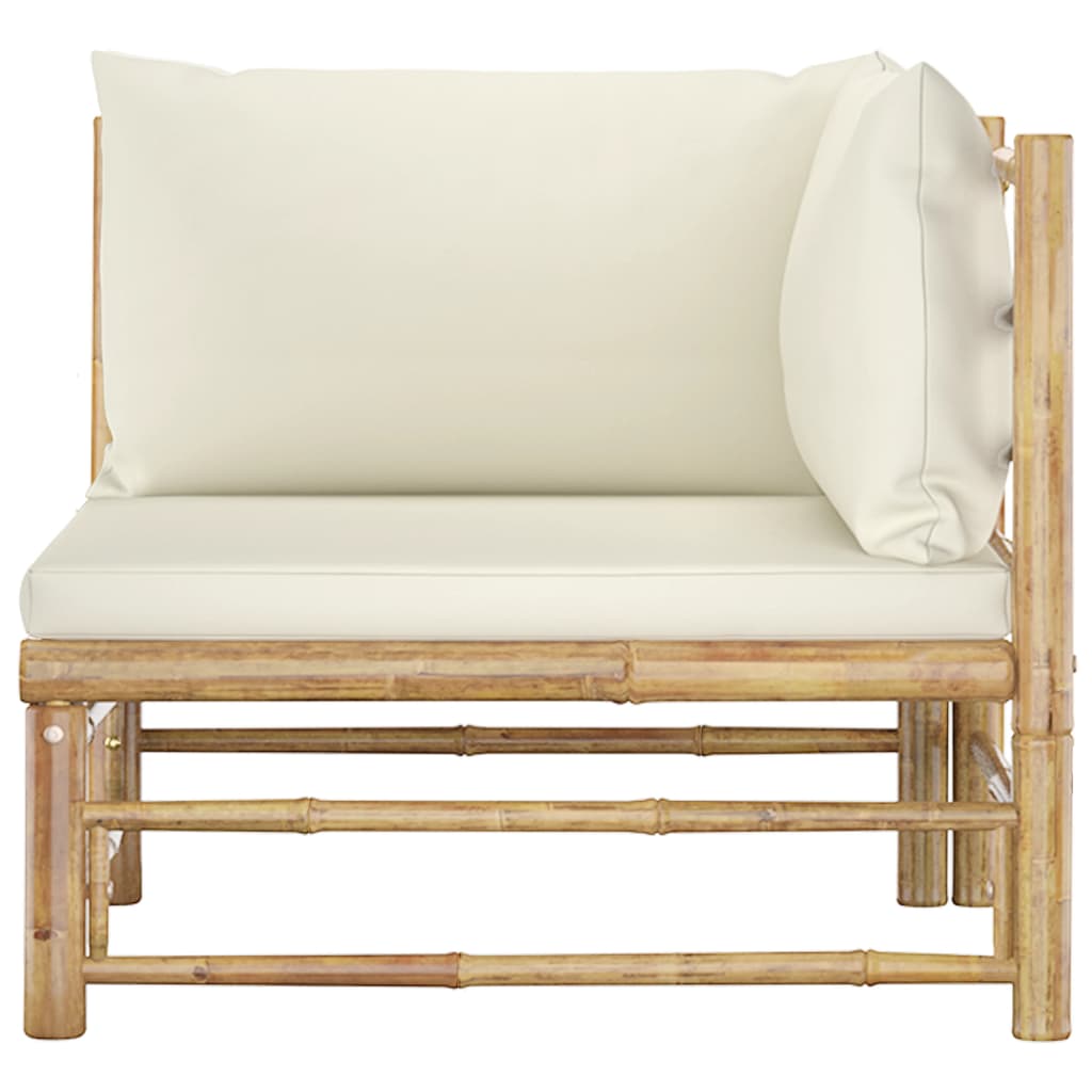vidaXL 2-cz. zestaw mebli do ogrodu, kremowe poduszki, bambus
