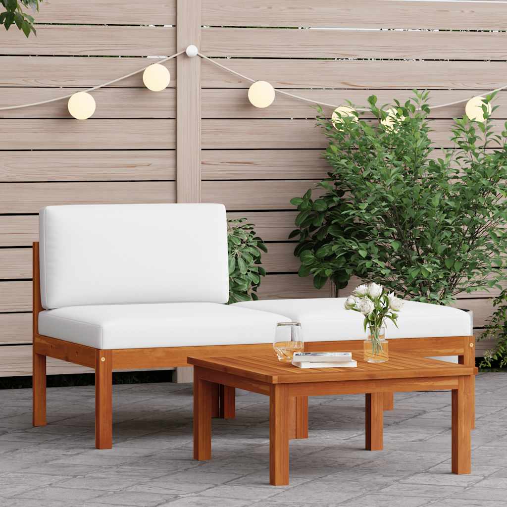 vidaXL 3-częściowy zestaw wypoczynkowy ogrodowy z poduszkami, drewno akacjowe i lina
