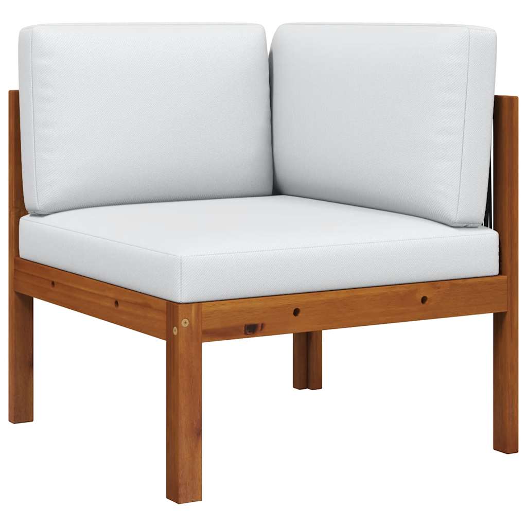 vidaXL Narożna sofa ogrodowa z poduszkami, drewno akacjowe i lina