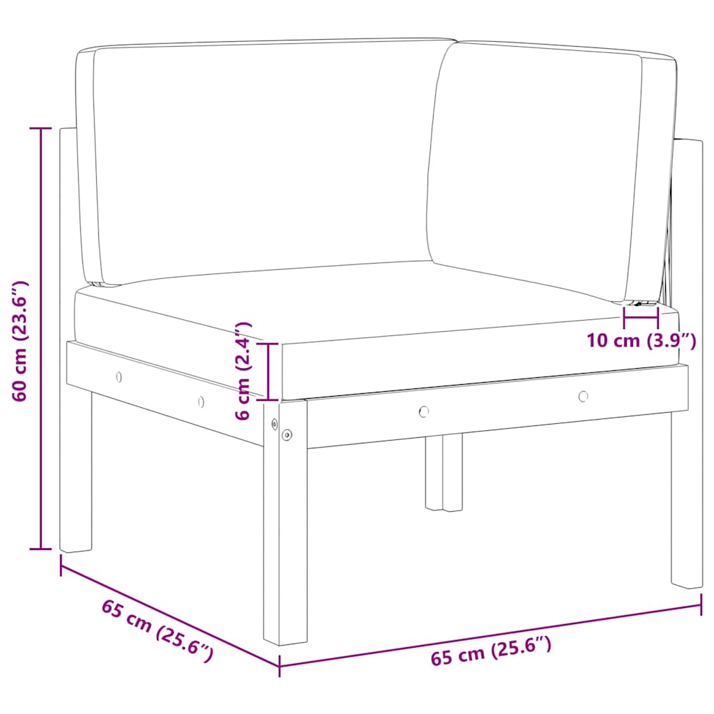 vidaXL Narożna sofa ogrodowa z poduszkami, drewno akacjowe i lina