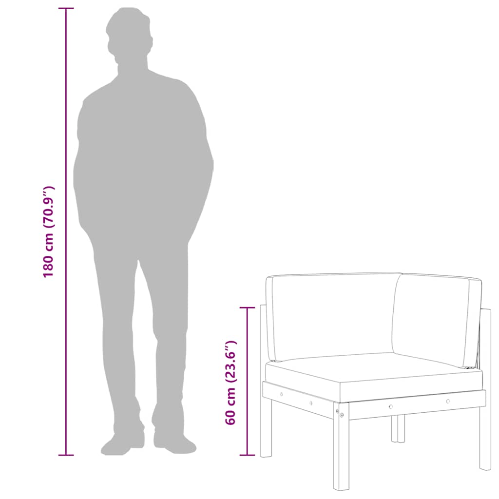 vidaXL Narożna sofa ogrodowa z poduszkami, drewno akacjowe i lina