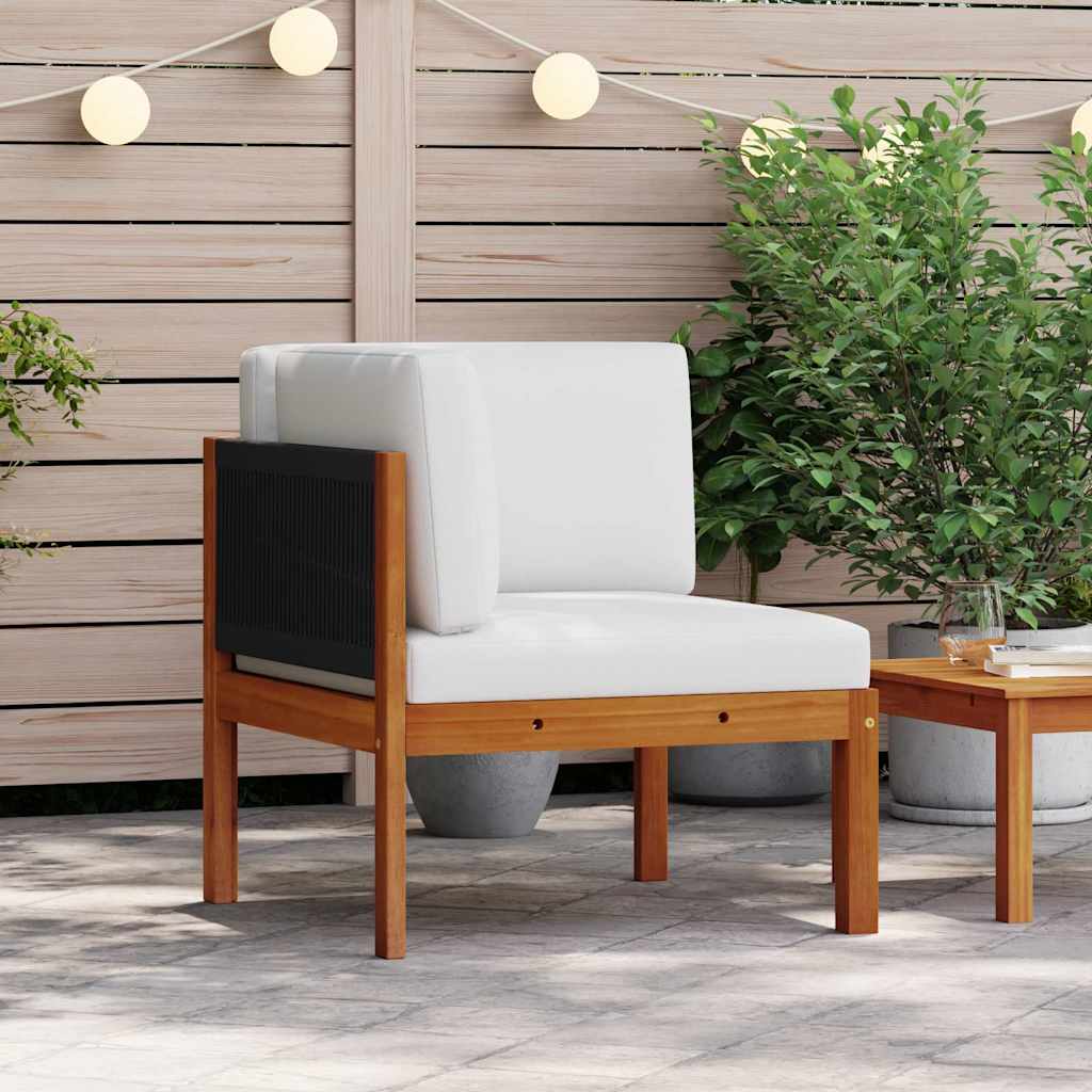 vidaXL Narożna sofa ogrodowa z poduszkami, drewno akacjowe i lina