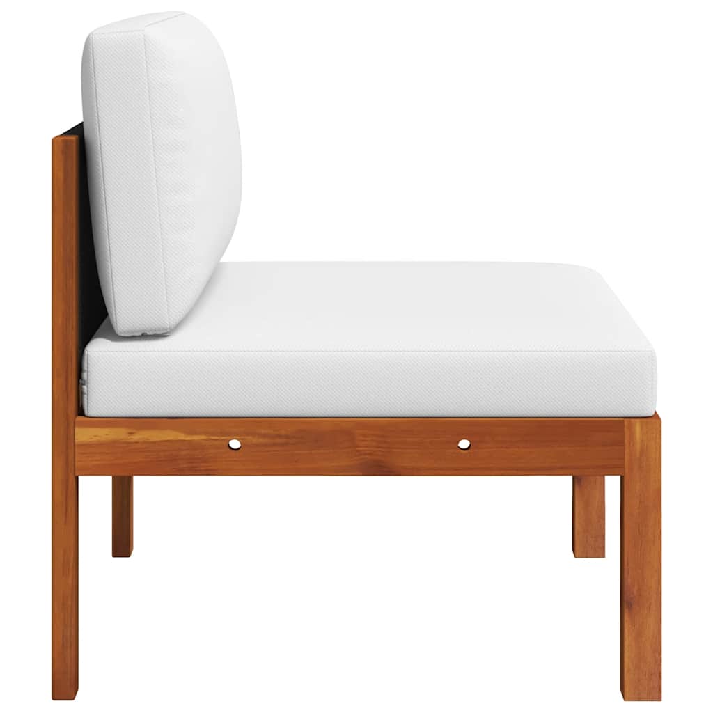 vidaXL Sofa ogrodowa środkowa z poduszkami, drewno akacjowe i lina