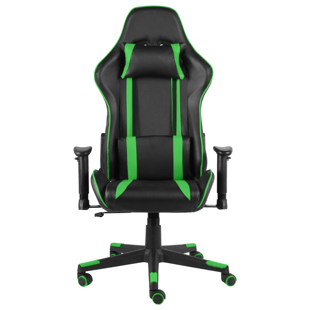 vidaXL Obrotowy fotel gamingowy, zielony, PVC
