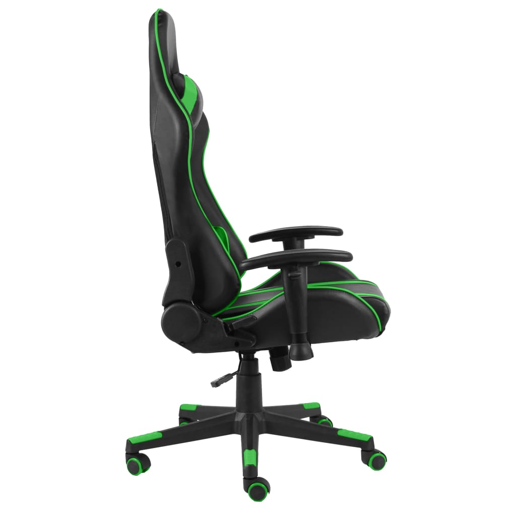 vidaXL Obrotowy fotel gamingowy, zielony, PVC