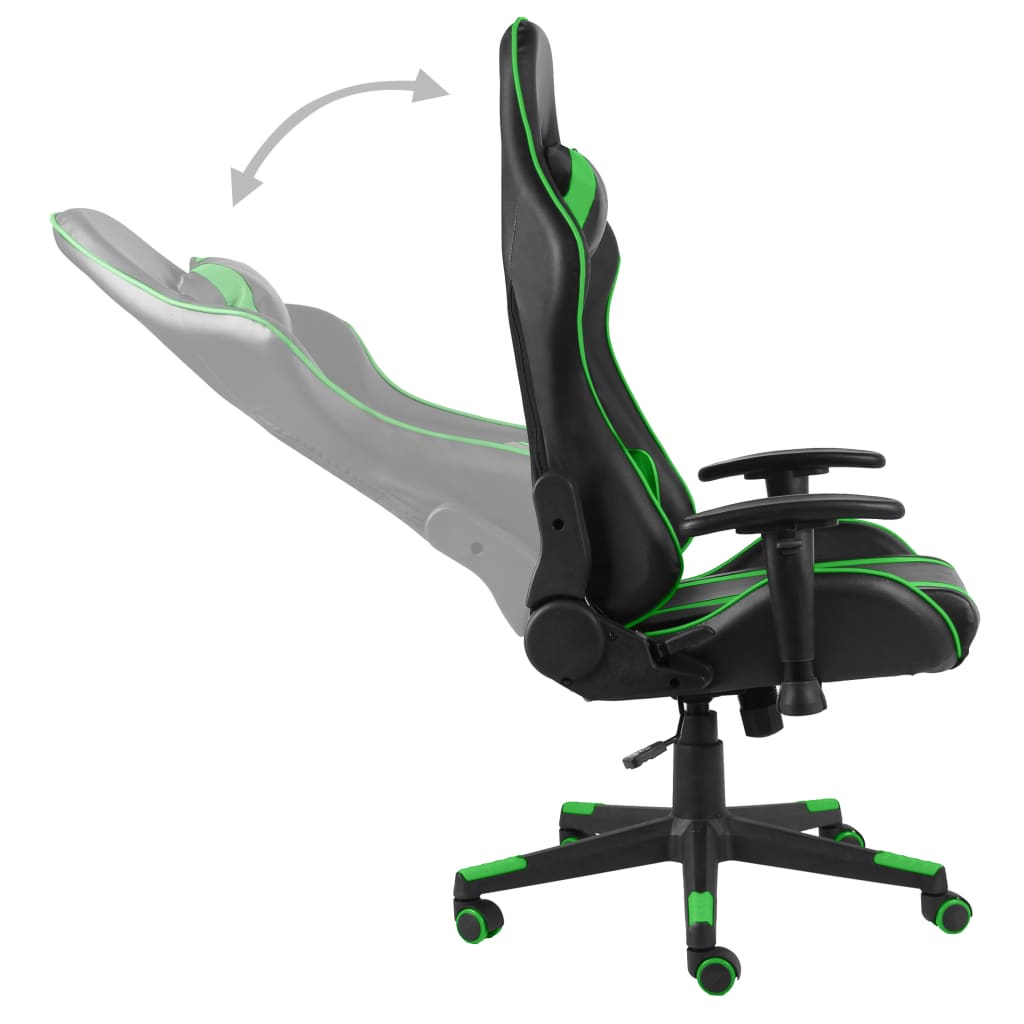 vidaXL Obrotowy fotel gamingowy, zielony, PVC