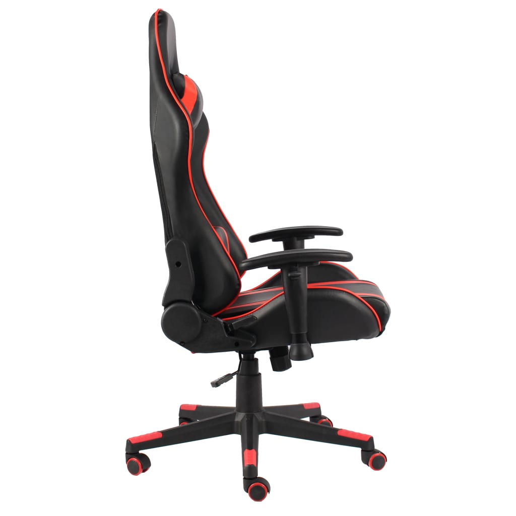 vidaXL Obrotowy fotel gamingowy, czerwony, PVC