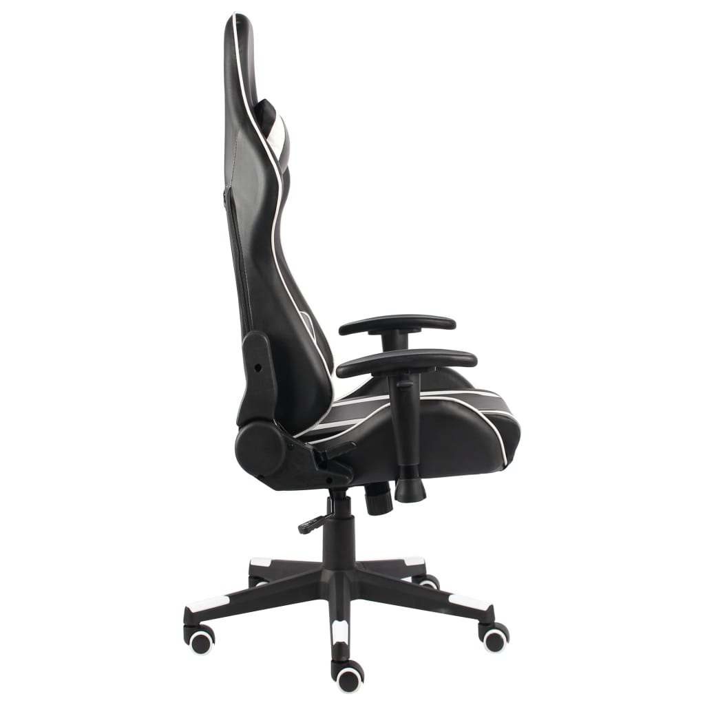 vidaXL Obrotowy fotel gamingowy, biały, PVC