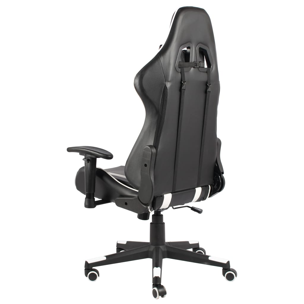 vidaXL Obrotowy fotel gamingowy, biały, PVC