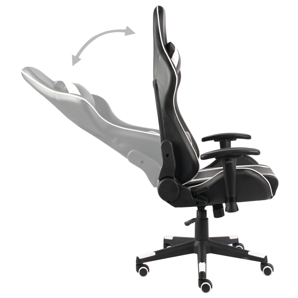 vidaXL Obrotowy fotel gamingowy, biały, PVC