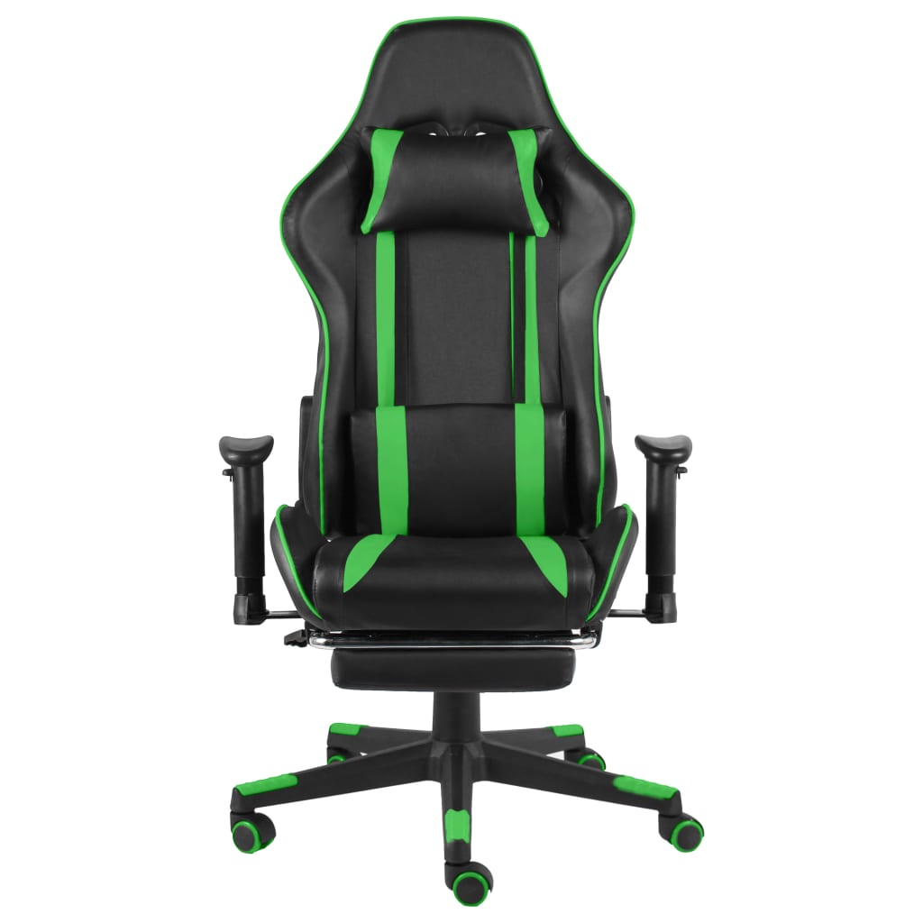 vidaXL Obrotowy fotel gamingowy z podnóżkiem, zielony, PVC