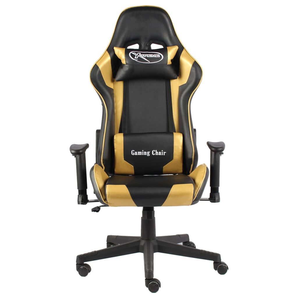 vidaXL Obrotowy fotel gamingowy, złoty, PVC