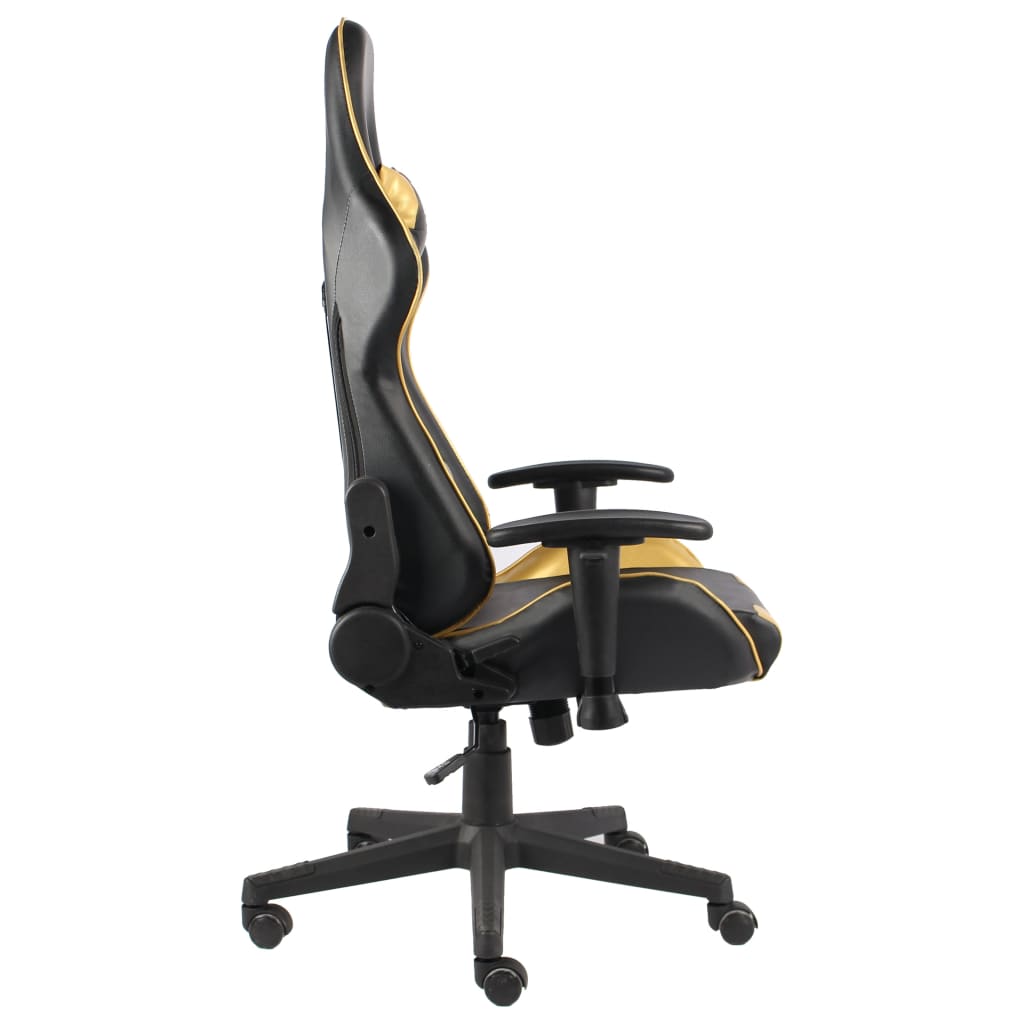 vidaXL Obrotowy fotel gamingowy, złoty, PVC