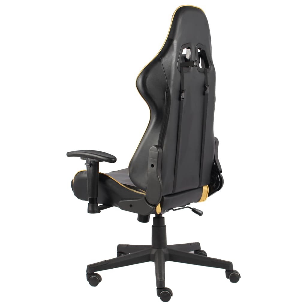 vidaXL Obrotowy fotel gamingowy, złoty, PVC