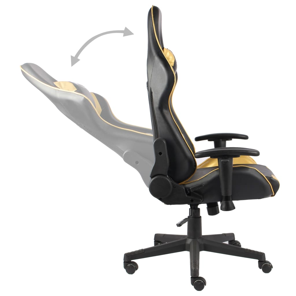 vidaXL Obrotowy fotel gamingowy, złoty, PVC