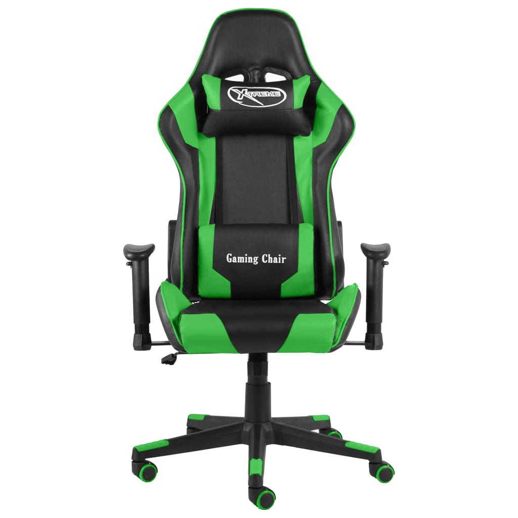 vidaXL Obrotowy fotel gamingowy, zielony, PVC