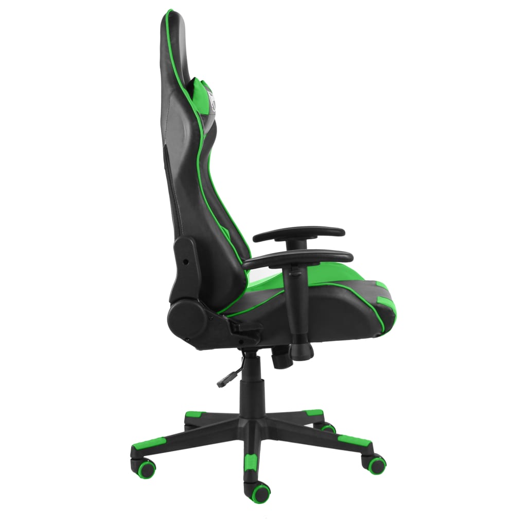 vidaXL Obrotowy fotel gamingowy, zielony, PVC