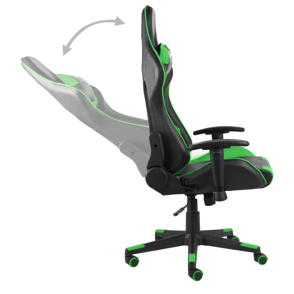vidaXL Obrotowy fotel gamingowy, zielony, PVC