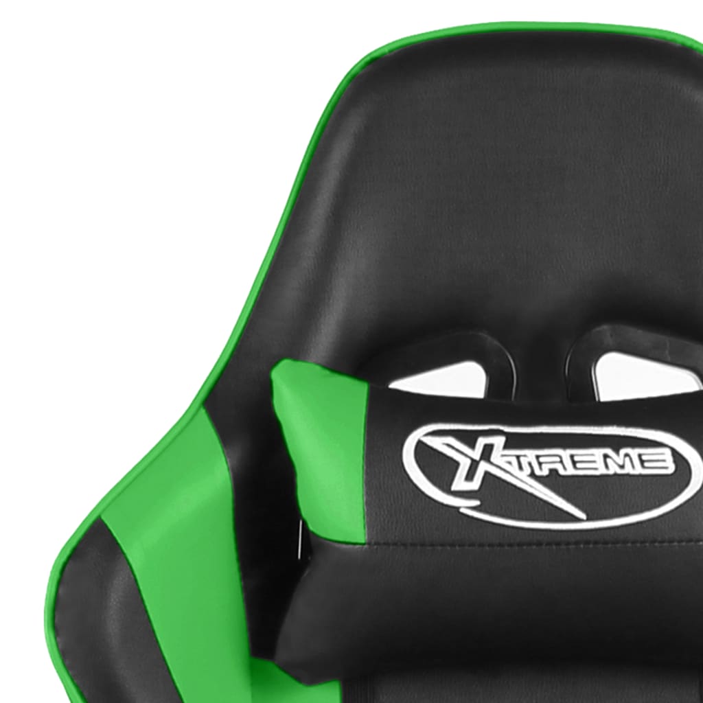 vidaXL Obrotowy fotel gamingowy, zielony, PVC
