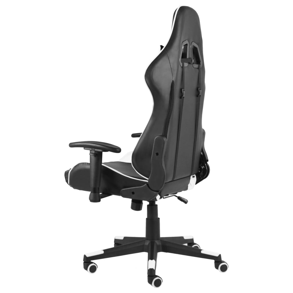 vidaXL Obrotowy fotel gamingowy, biały, PVC