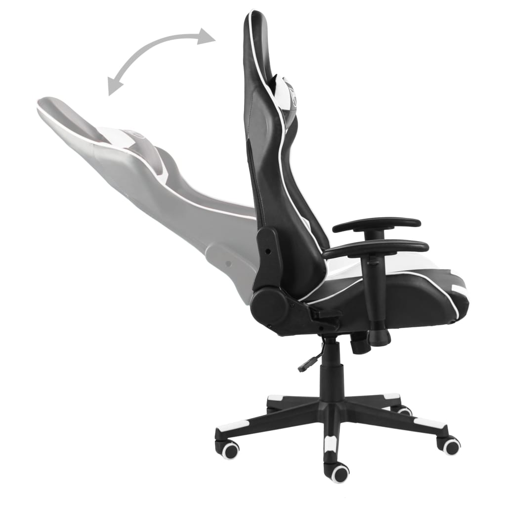 vidaXL Obrotowy fotel gamingowy, biały, PVC