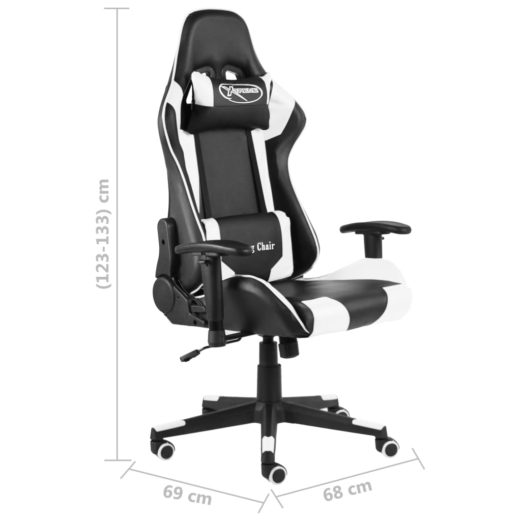 vidaXL Obrotowy fotel gamingowy, biały, PVC