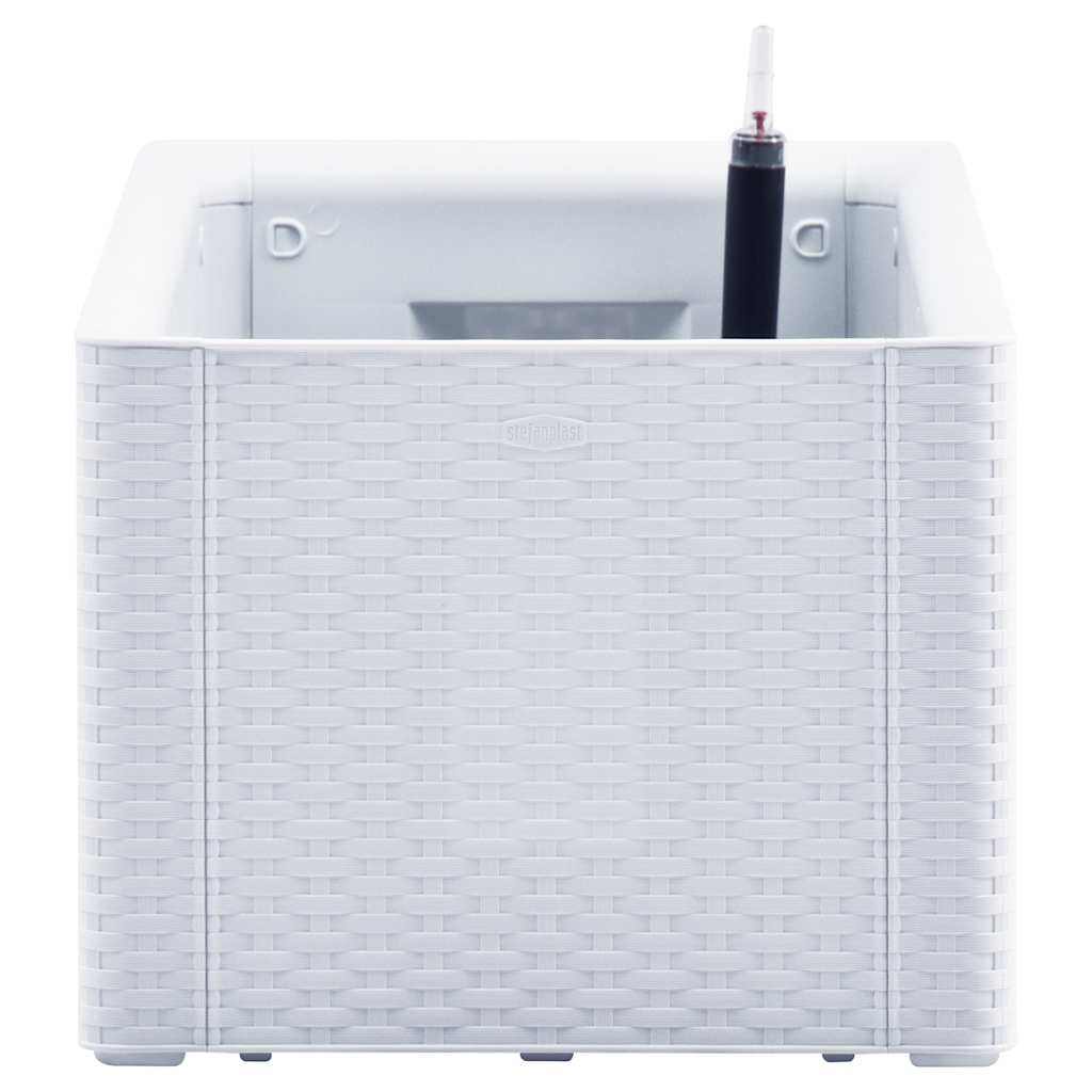 vidaXL Podwyższona donica z systemem podlewania, biała, 100x43x33 cm