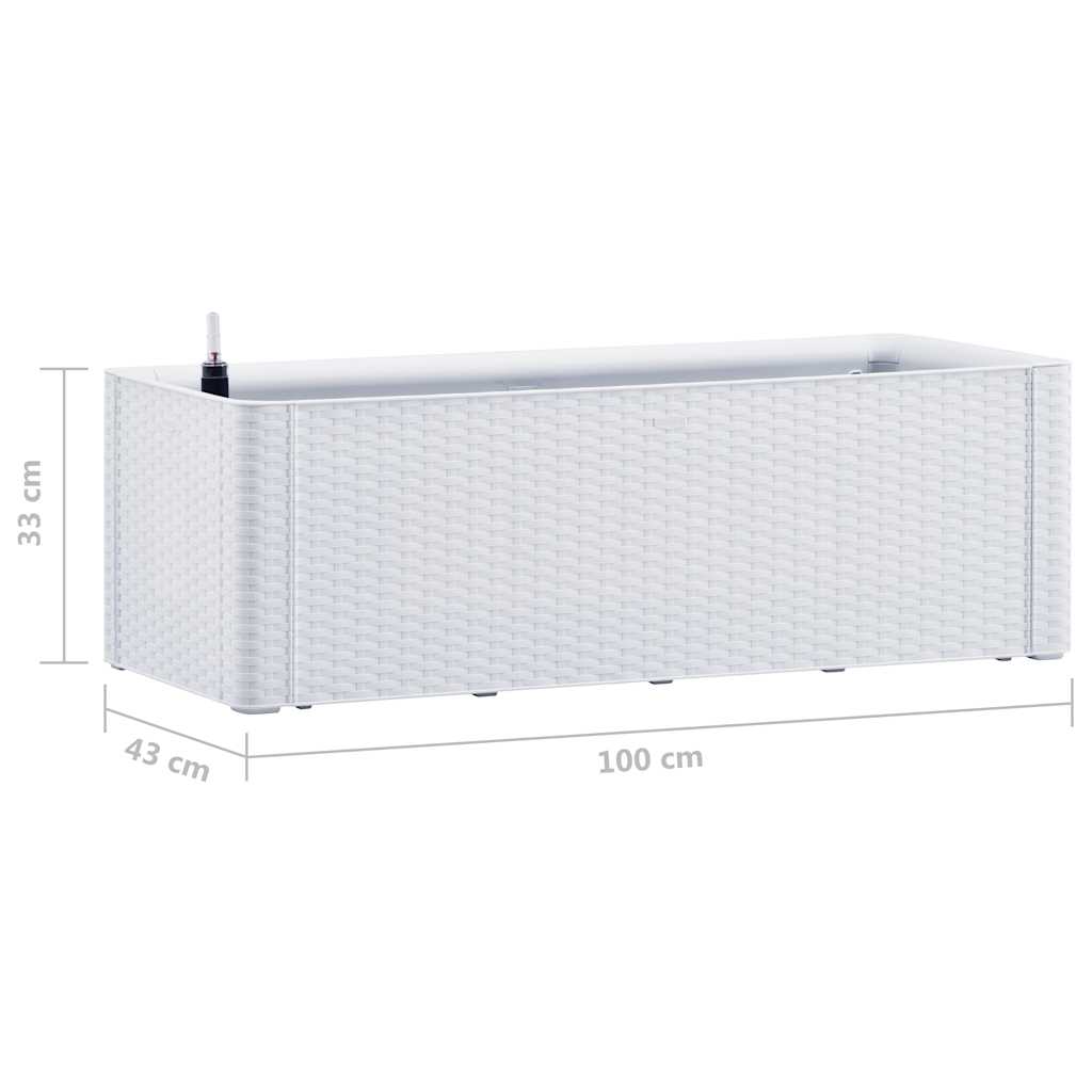 vidaXL Podwyższona donica z systemem podlewania, biała, 100x43x33 cm