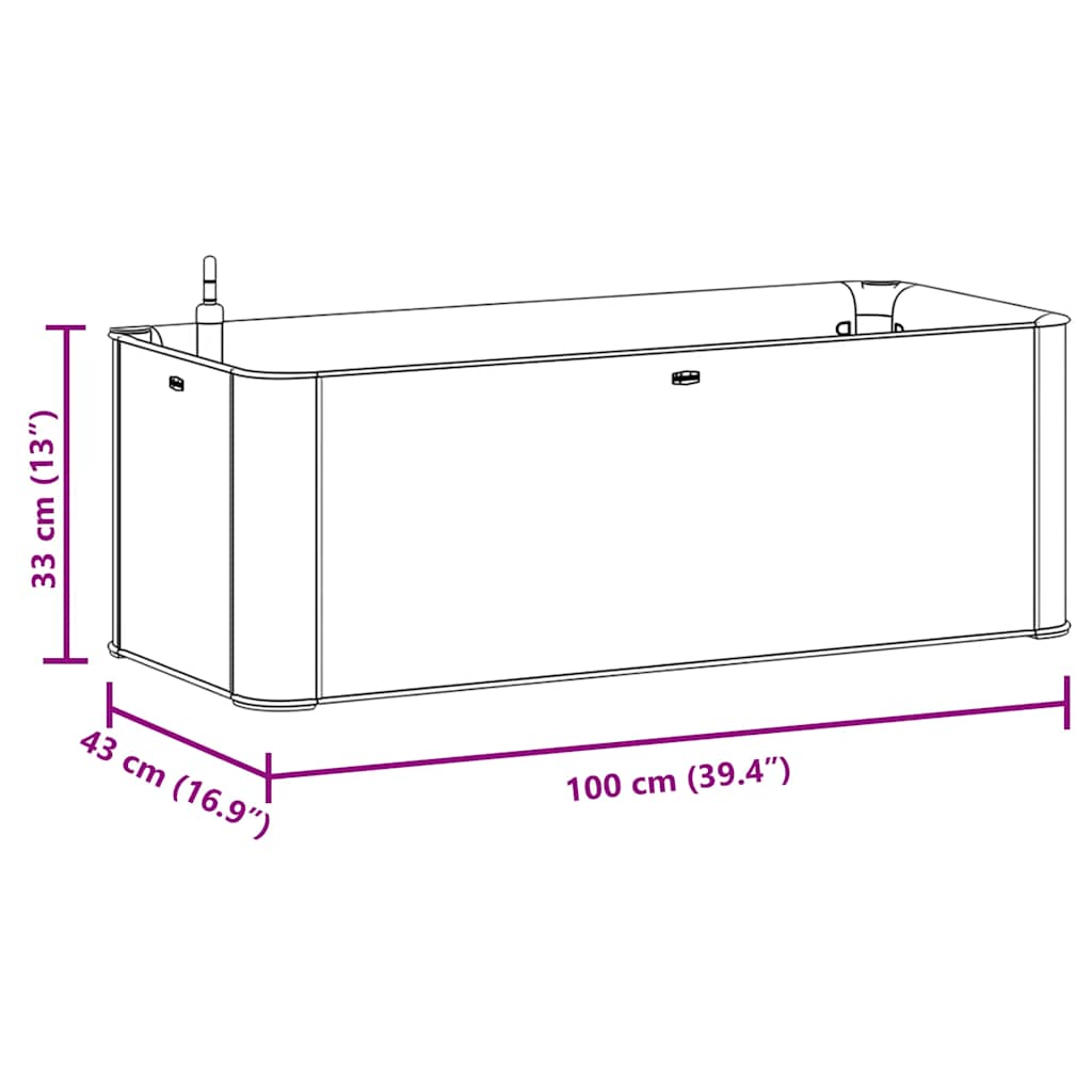 vidaXL Podwyższona donica z systemem podlewania, biała, 100x43x33 cm