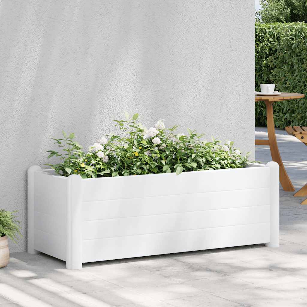 vidaXL Podwyższona donica, PP, biała, 100x43x35 cm
