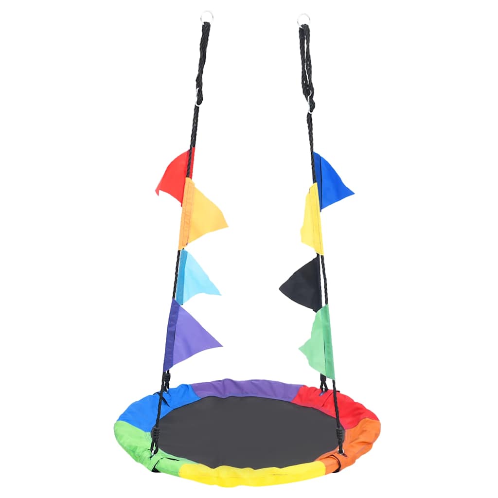 vidaXL Tęczowa huśtawka typu gniazdo z chorągiewkami, 100 cm
