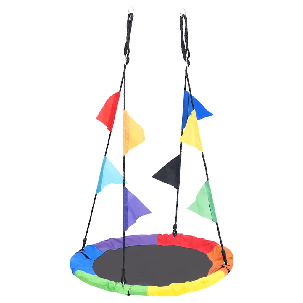 vidaXL Tęczowa huśtawka typu gniazdo z chorągiewkami, 100 cm
