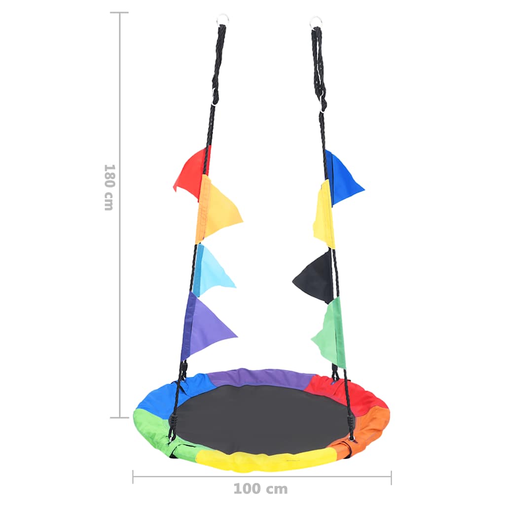 vidaXL Tęczowa huśtawka typu gniazdo z chorągiewkami, 100 cm