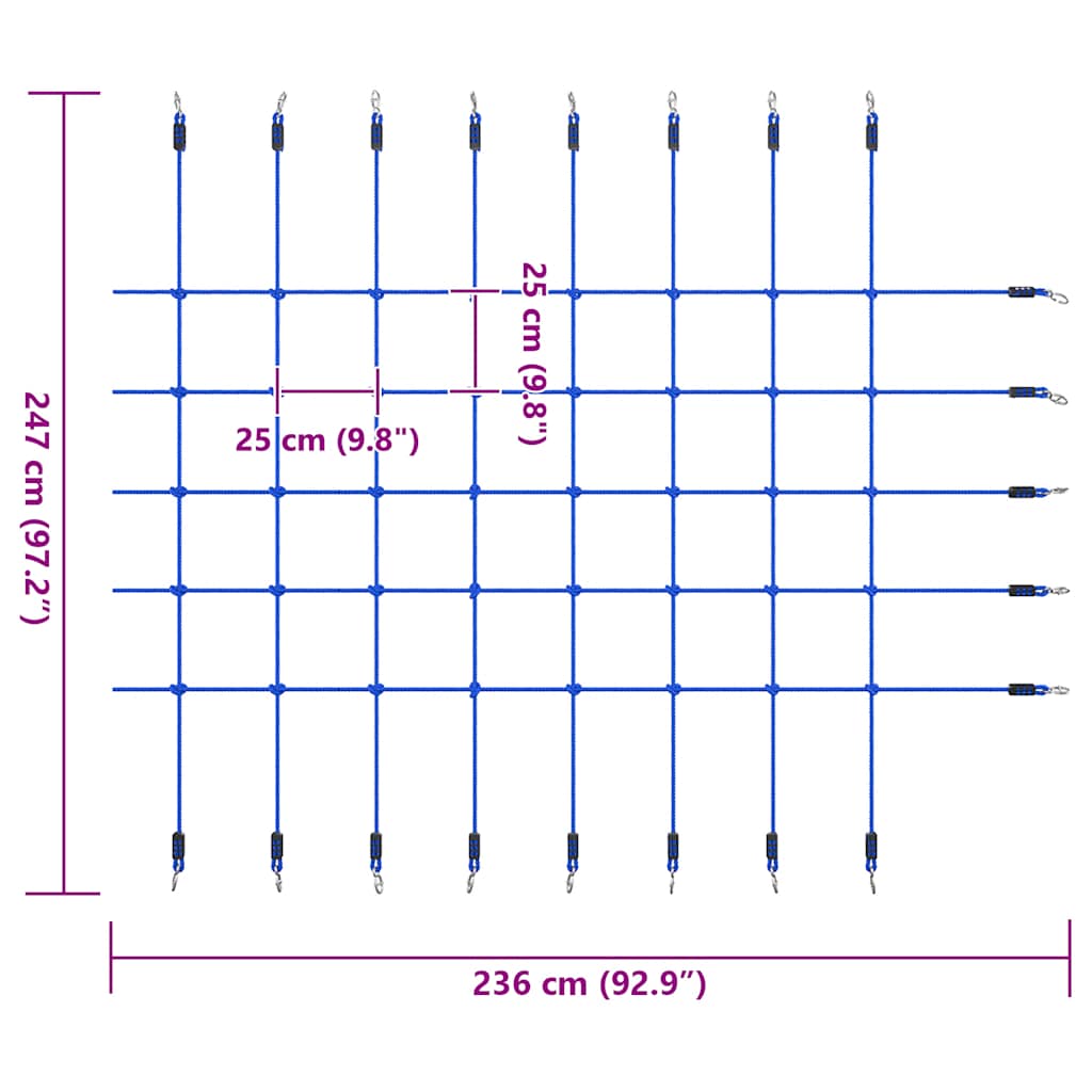 vidaXL Siatka do wspinania, 200x150 cm, niebieska