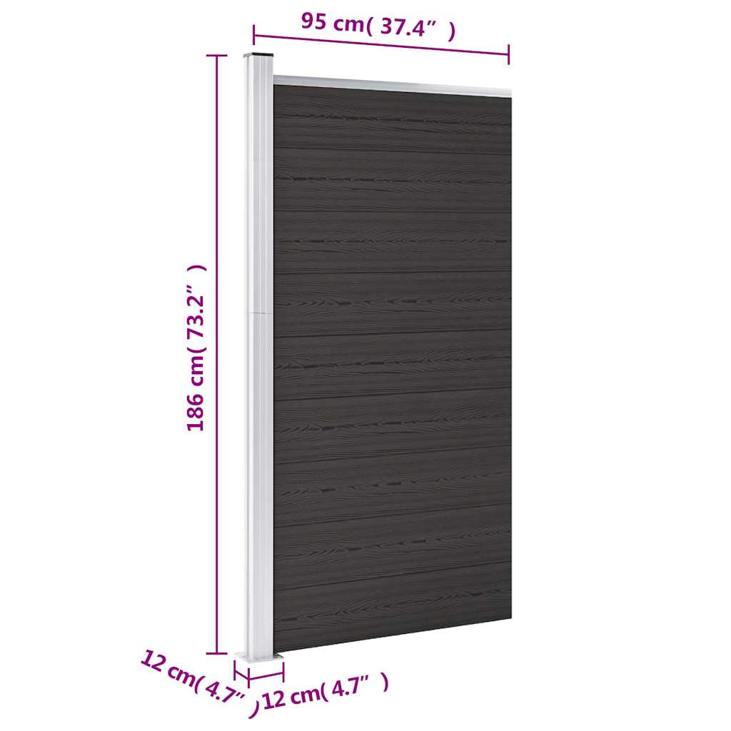 vidaXL Panel ogrodzeniowy z WPC, 95x186 cm, czarny