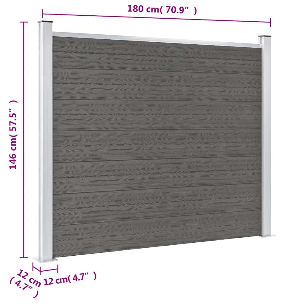 vidaXL Panel ogrodzeniowy z WPC, 180x146 cm, szary