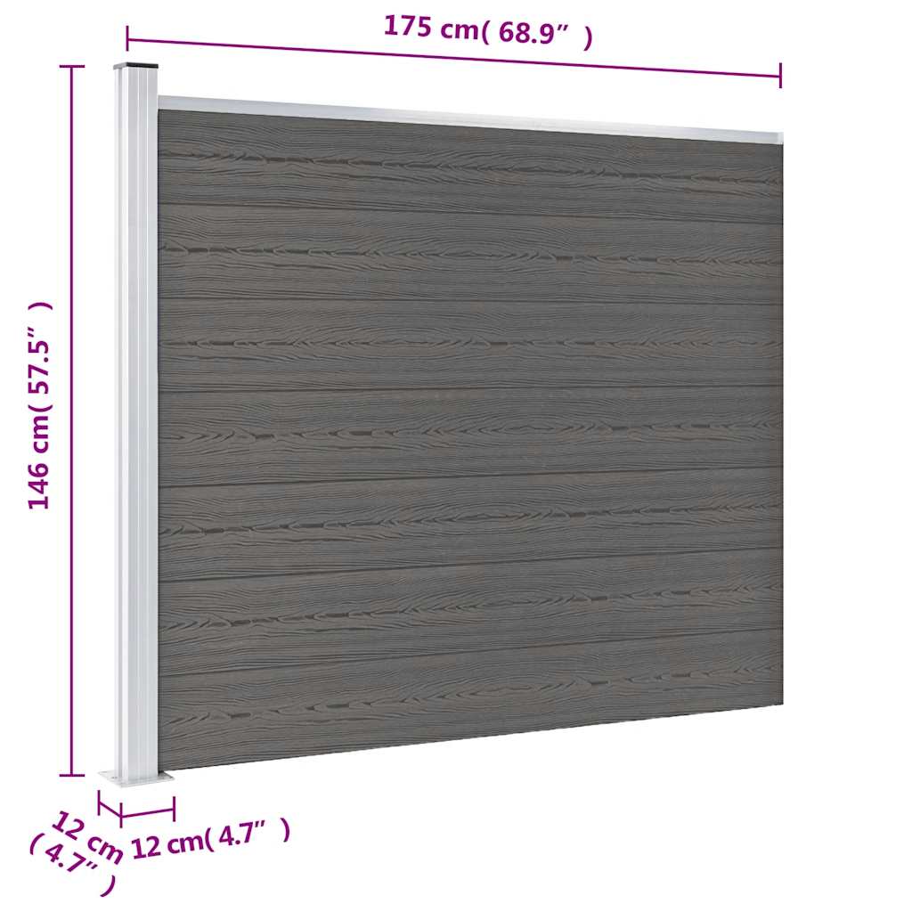 vidaXL Panel ogrodzeniowy z WPC, 175x146 cm, szary