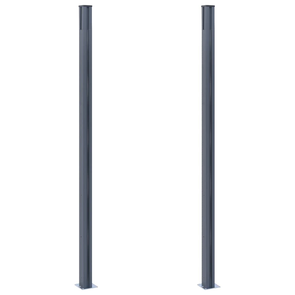 vidaXL Słupki ogrodzeniowe, 2 szt., ciemnoszare, 185 cm, aluminium