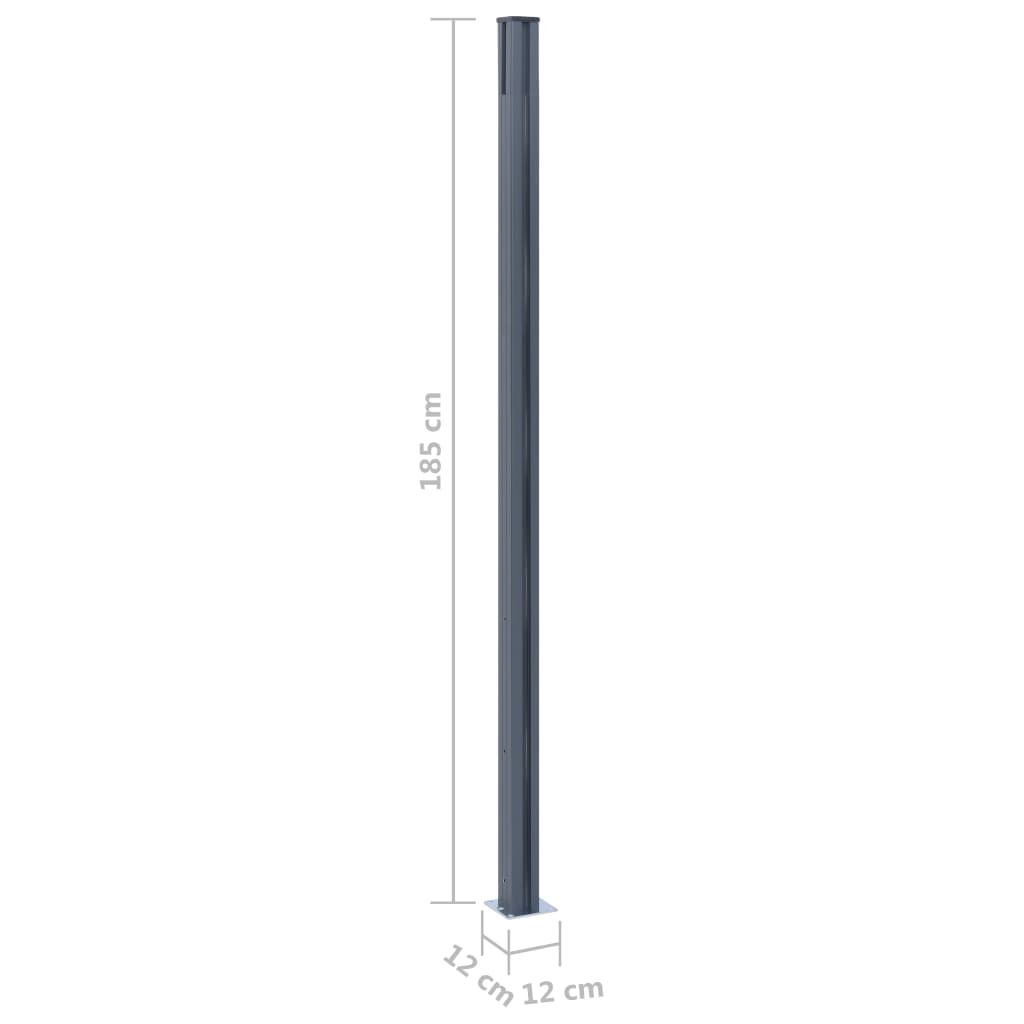vidaXL Słupki ogrodzeniowe, 2 szt., ciemnoszare, 185 cm, aluminium