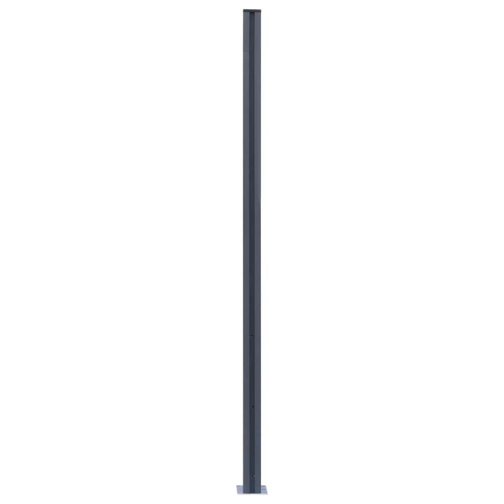 vidaXL Słupki ogrodzeniowe, 3 szt., ciemnoszare, 185 cm, aluminium