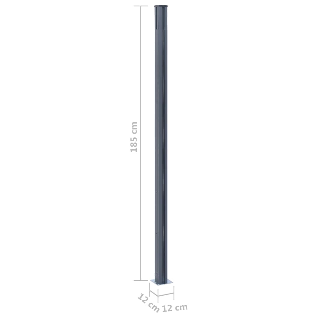 vidaXL Słupki ogrodzeniowe, 3 szt., ciemnoszare, 185 cm, aluminium