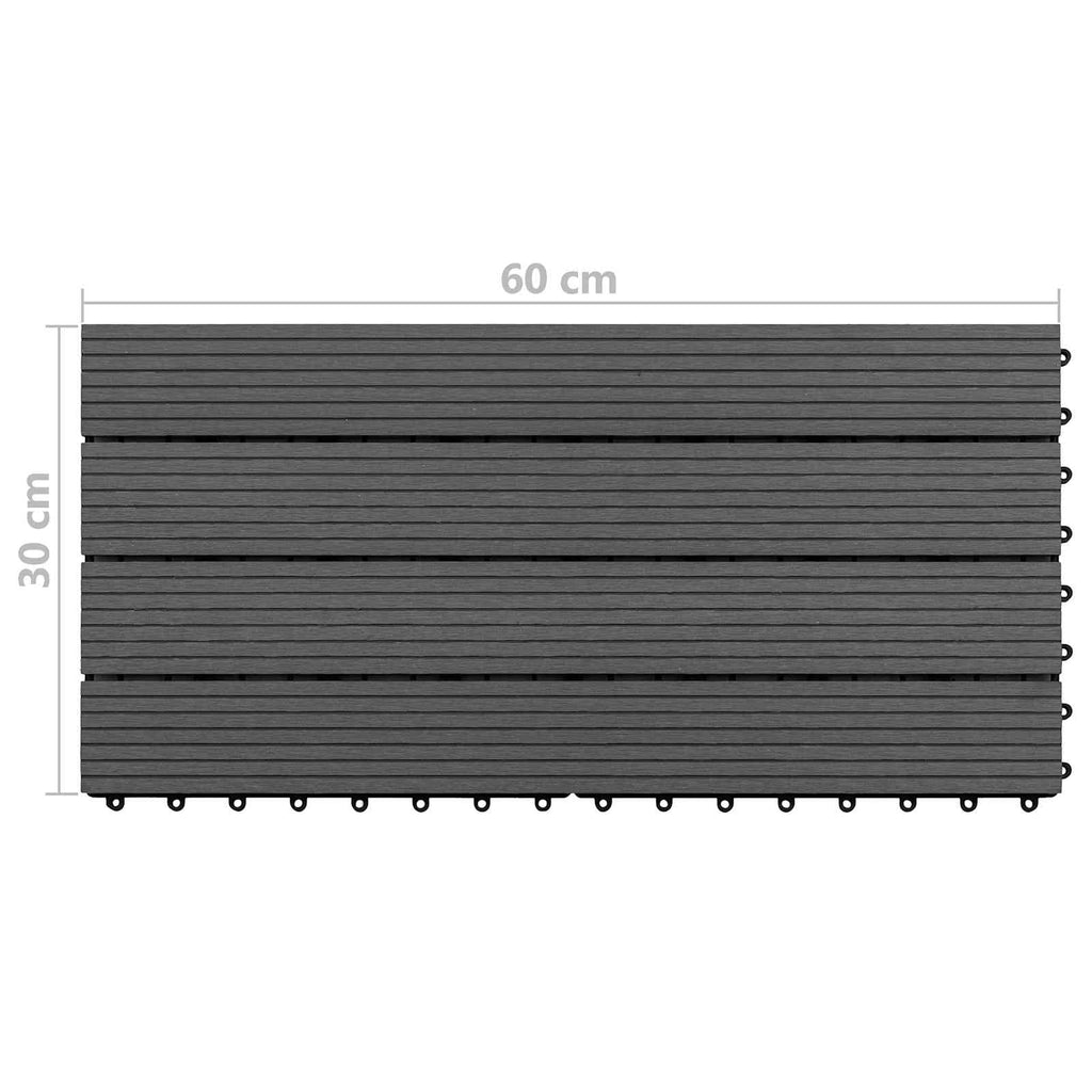 vidaXL Płytka Tarasowa 6 pcs Czarny 60 x 30 cm