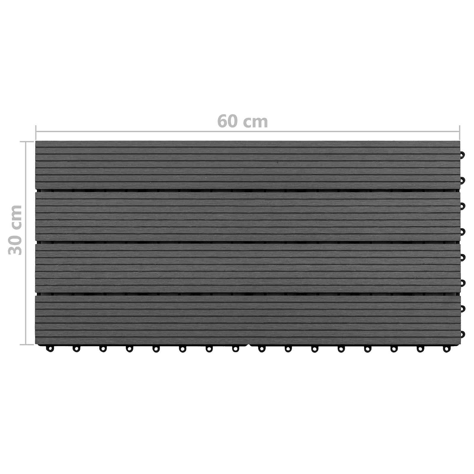 vidaXL Płytka Tarasowa 6 pcs Czarny 60 x 30 cm