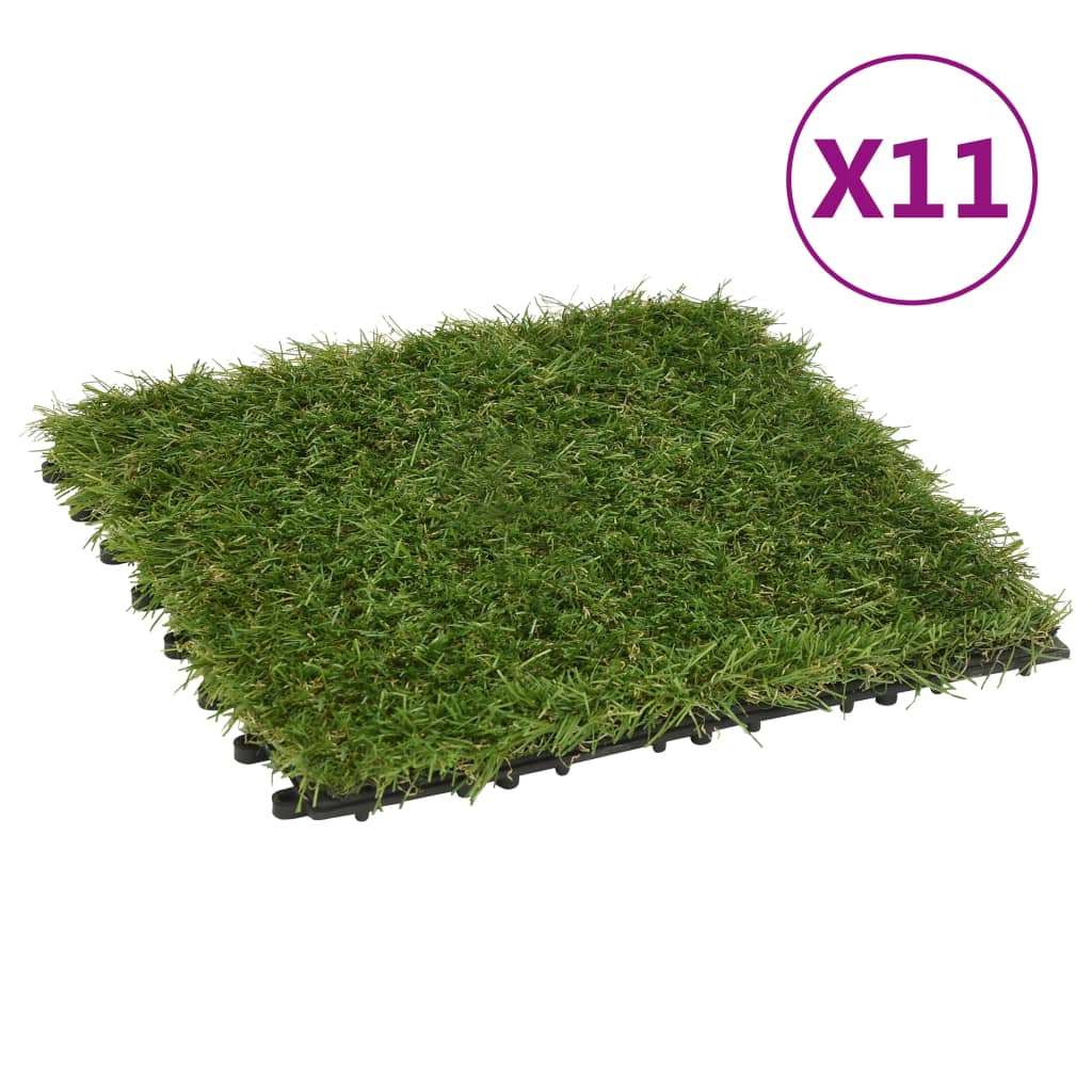 vidaXL Sztuczna trawa w płytkach, 11 szt., zielona, 30x30 cm