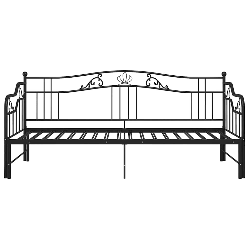 vidaXL Sofa z wysuwaną ramą łóżka, czarna, metalowa, 90x200 cm