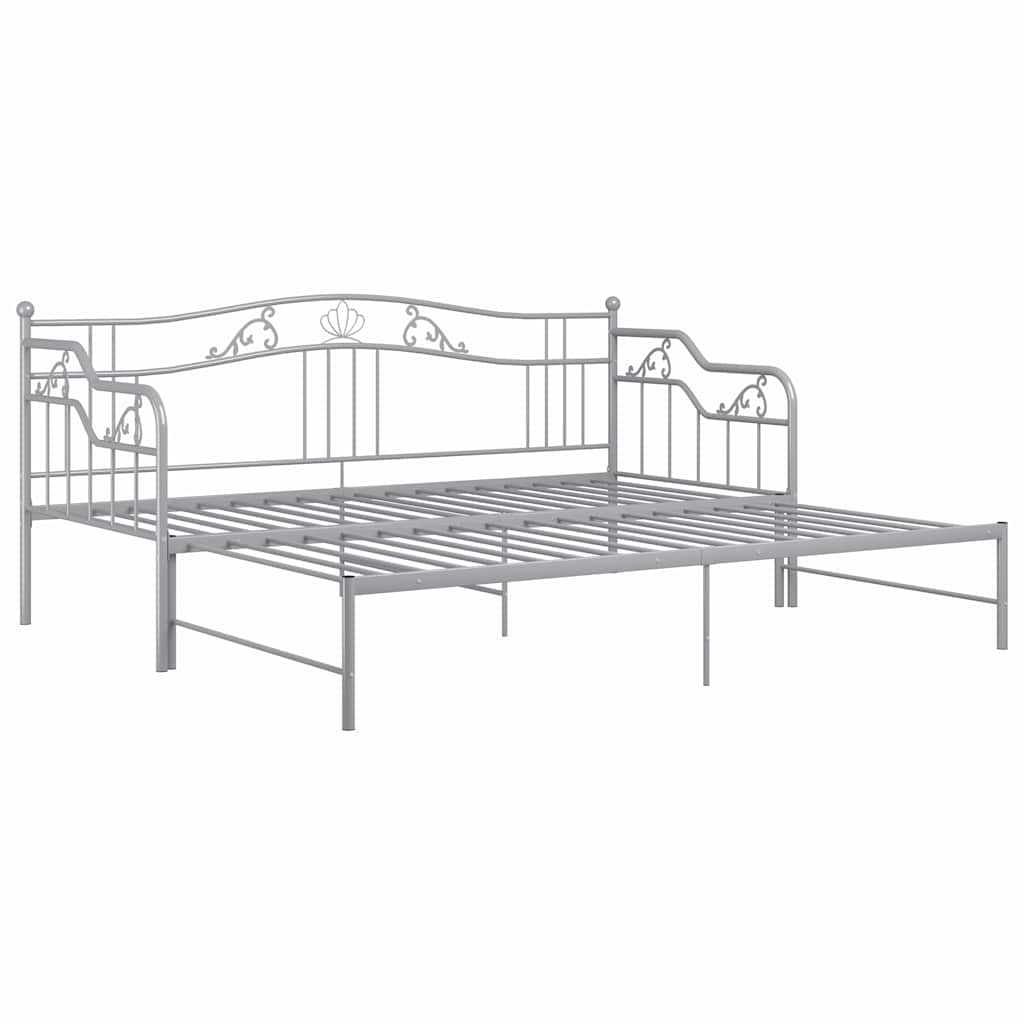 vidaXL Sofa z wysuwaną ramą łóżka, szara, metalowa, 90x200 cm