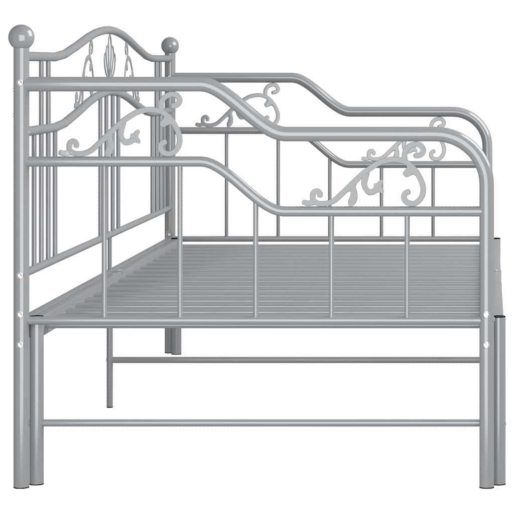vidaXL Sofa z wysuwaną ramą łóżka, szara, metalowa, 90x200 cm