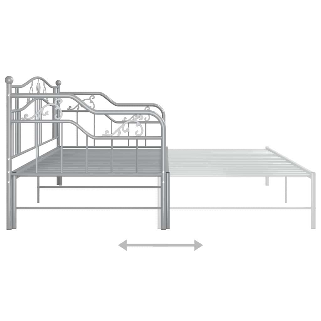 vidaXL Sofa z wysuwaną ramą łóżka, szara, metalowa, 90x200 cm
